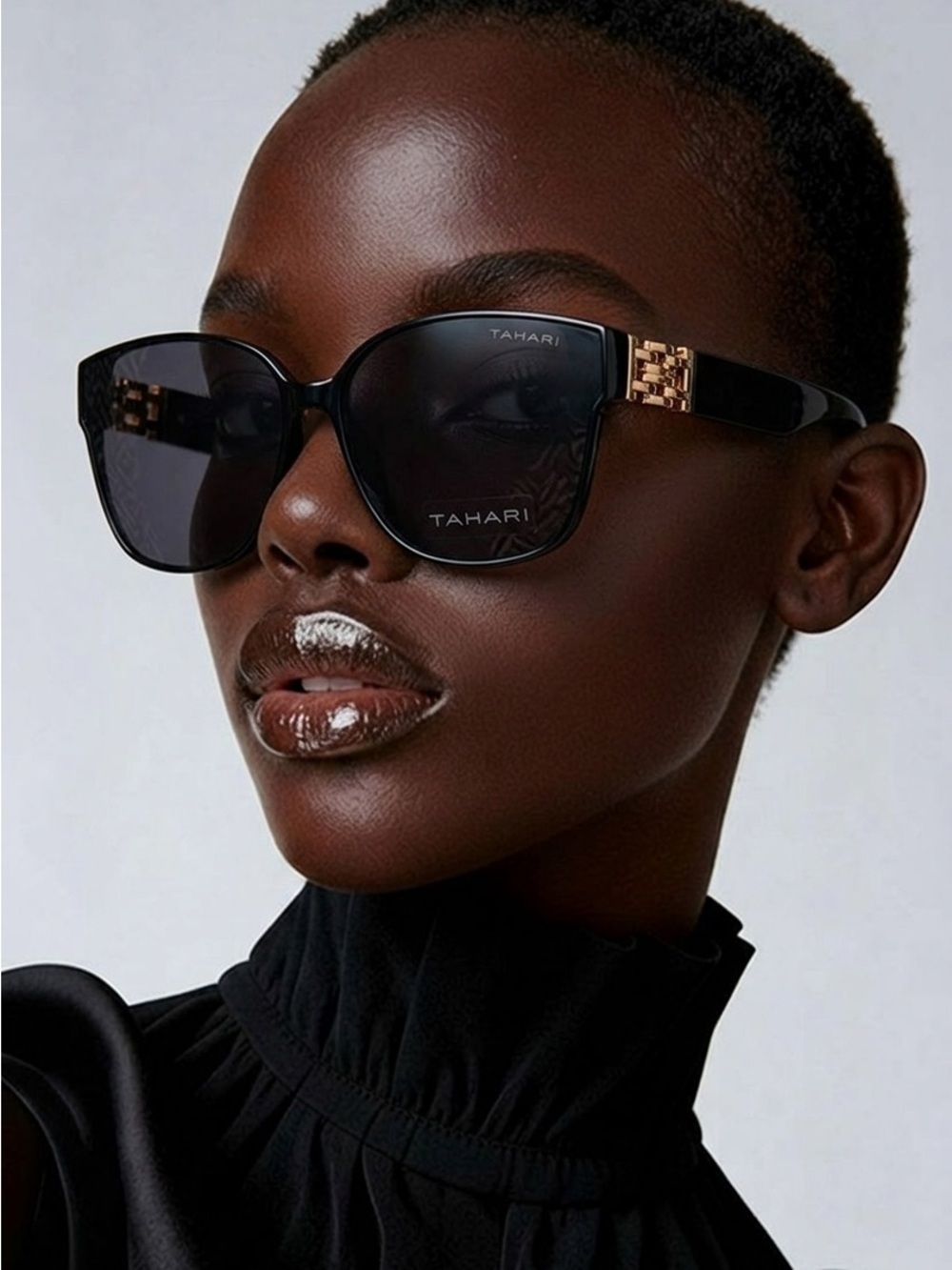 Tahari Black Sunglasses with Gold Temple Detail